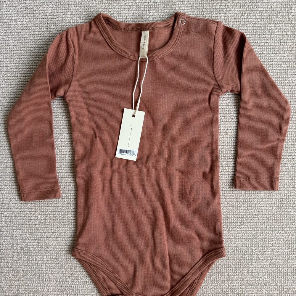 Rust Long Sleeve Quincy Mae organic Kids One Piece